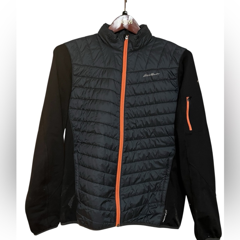 Eddie Bauer Men's Black and Hunter Puffer Jacket